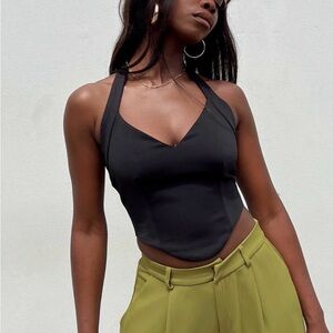 Princess Polly Elegant Black Cinto Halter Top